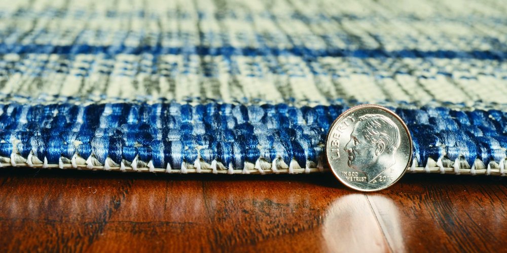 8' Blue And Gray Round Striped Indoor Outdoor Area Rug