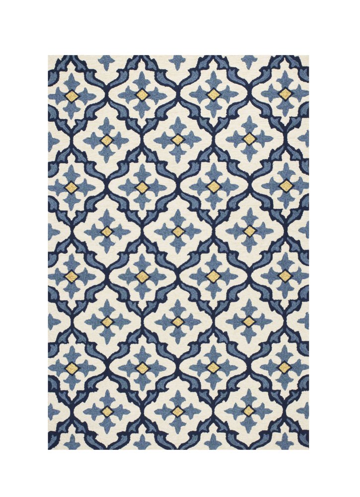 2' X 3' Ivory and Blue Moroccan Handmade Indoor Outdoor Area Rug