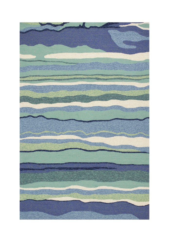 8' Blue Round Abstract Indoor Outdoor Area Rug