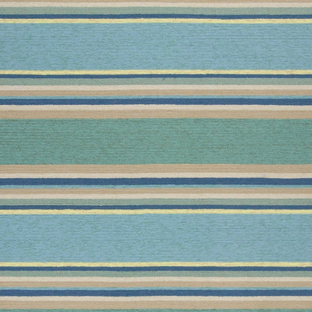 3' X 5' Blue Striped Handmade Indoor Outdoor Area Rug