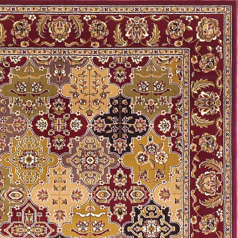 5' X 8' Red Orange And Black Quatrefoil Area Rug