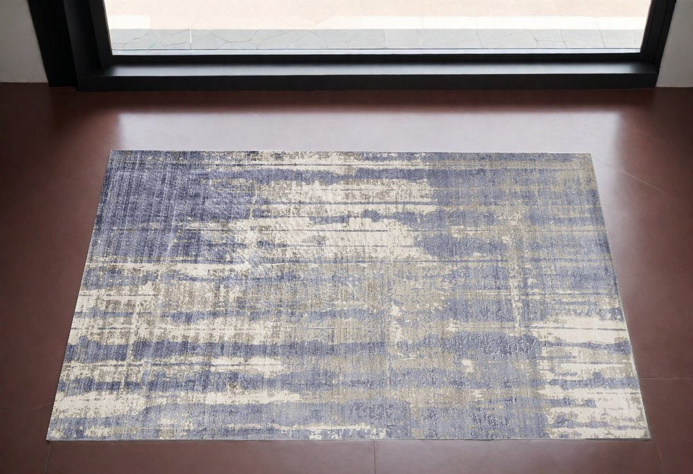 5' X 7' Gray And Ivory Abstract Hand Loomed Area Rug