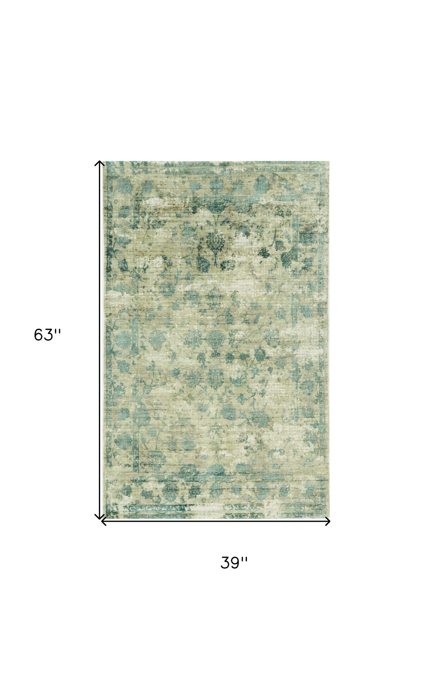 5' X 7' Beige And Blue Floral Medallion Hand Loomed Area Rug