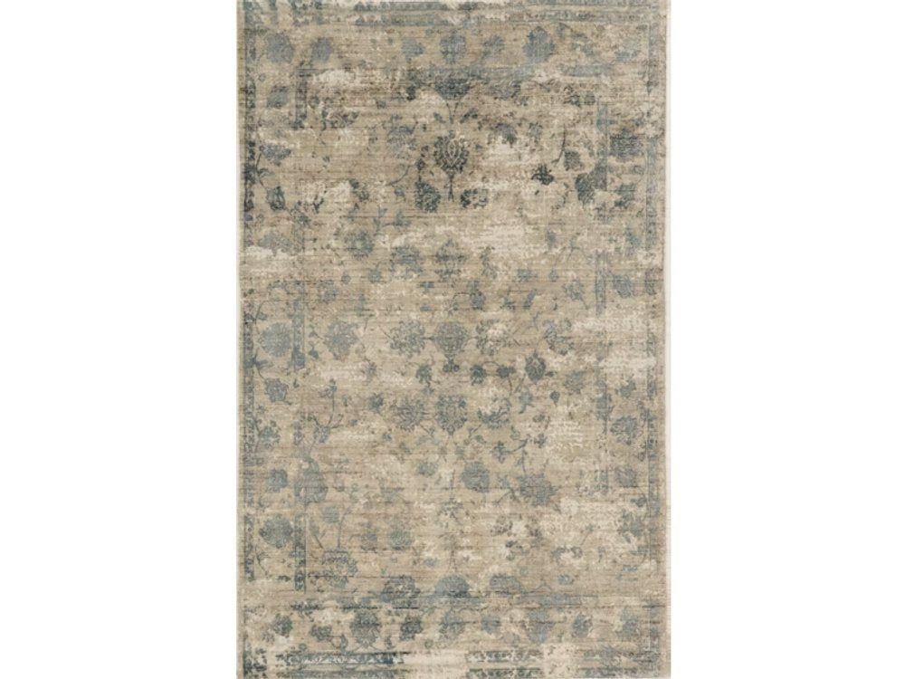 5' X 7' Beige And Blue Floral Medallion Hand Loomed Area Rug
