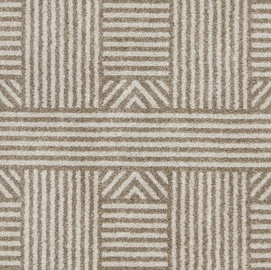 7' X 9' Beige And Ivory Geometric Indoor Outdoor Area Rug