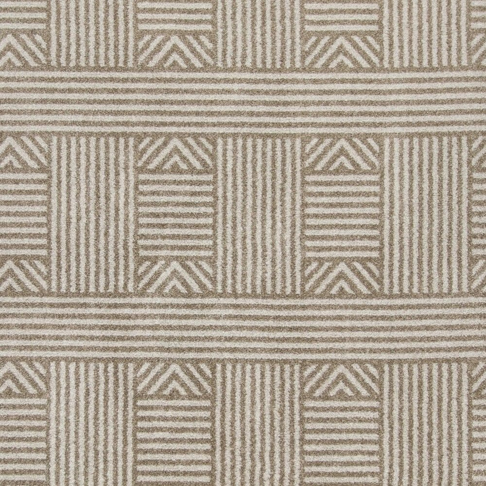 7' X 9' Beige And Ivory Geometric Indoor Outdoor Area Rug