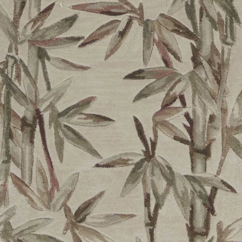 10' Ivory Green And Brown Wool Botanical Leaves Hand Tufted Runner Rug
