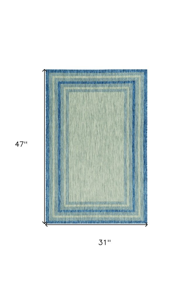 8' Blue And Gray Round Striped Indoor Outdoor Area Rug
