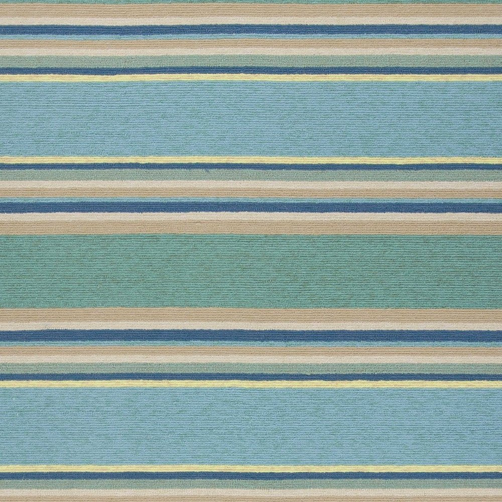 3' X 5' Blue Striped Handmade Indoor Outdoor Area Rug