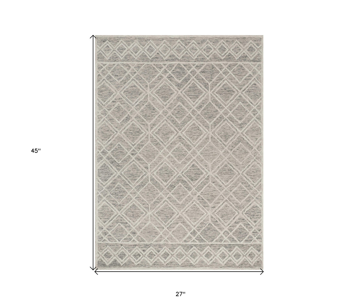 5' X 7' Sand Beige And Ivory Wool Geometric Hand Hooked Area Rug