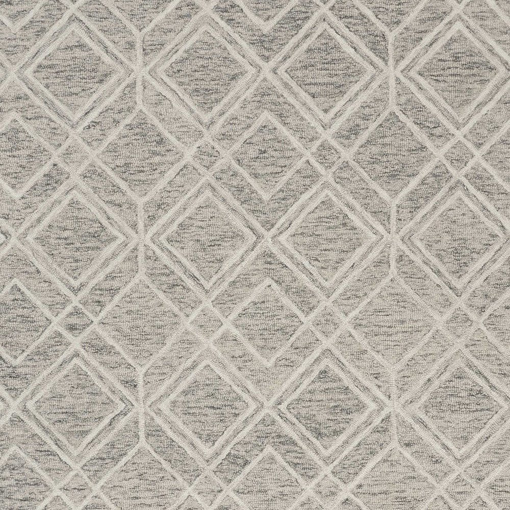 5' X 7' Sand Beige And Ivory Wool Geometric Hand Hooked Area Rug
