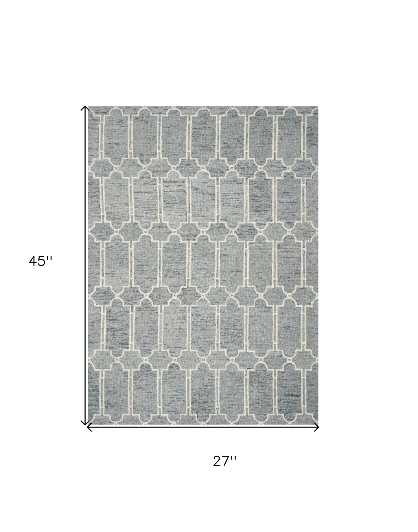 8' X 10' Slate Blue And Ivory Wool Geometric Hand Tufted Area Rug