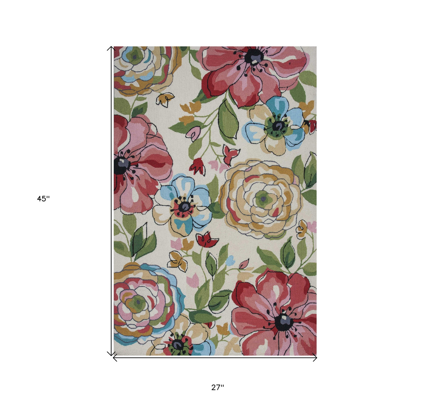 8' X 8' Sand Blue And Red Floral Hand Hooked Round Rug
