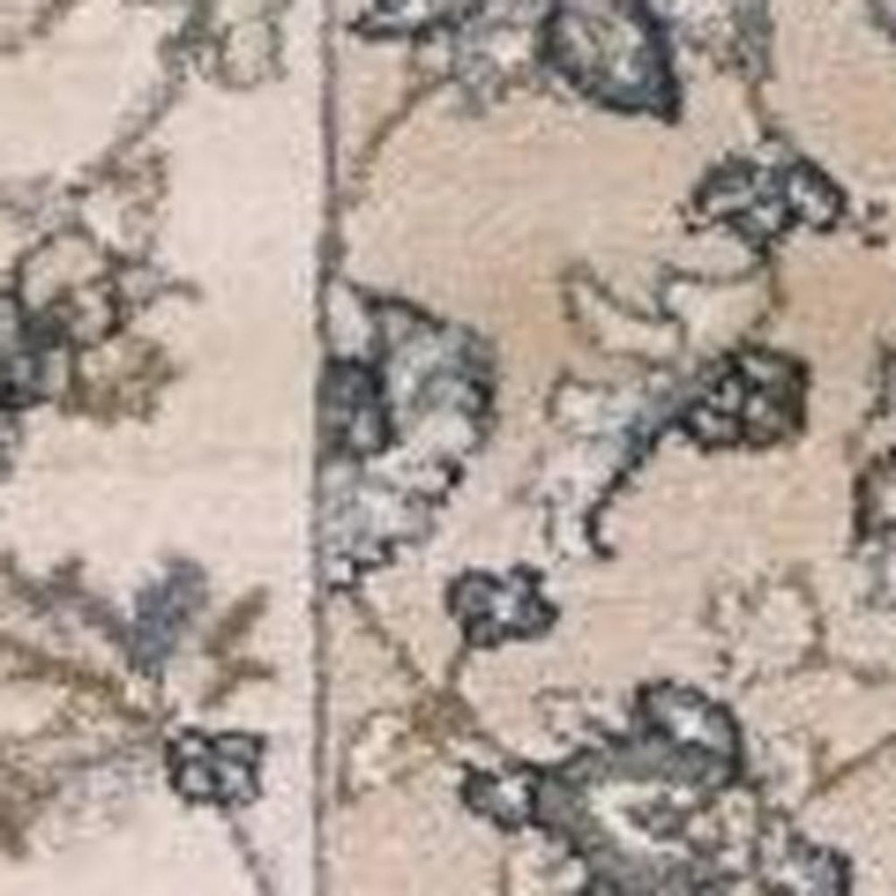 5' X 8' Beige And Ivory Floral Medallion Area Rug