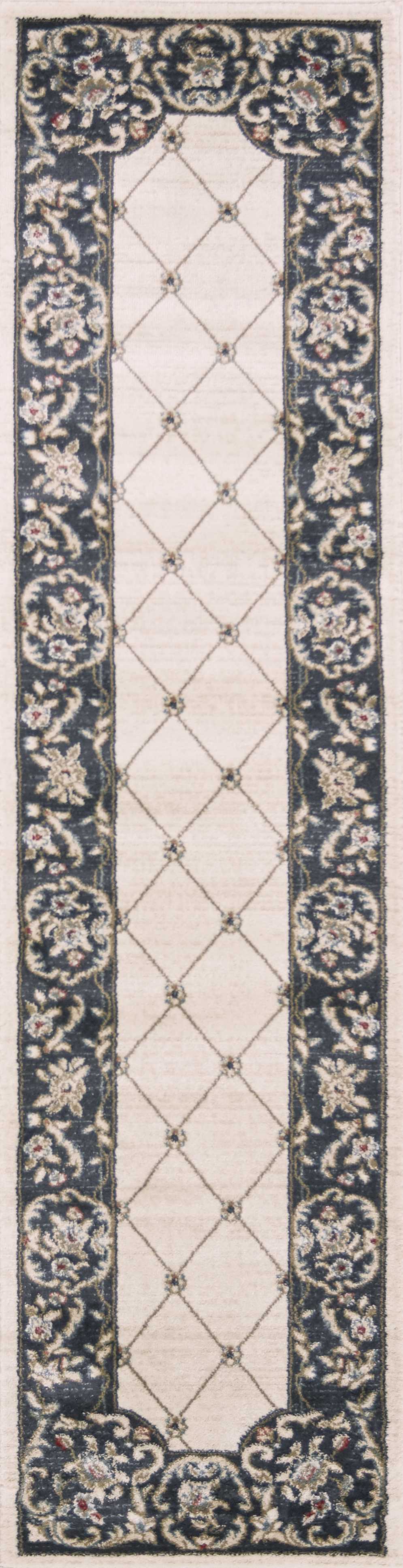 8' Ivory And Red Floral Runner Rug