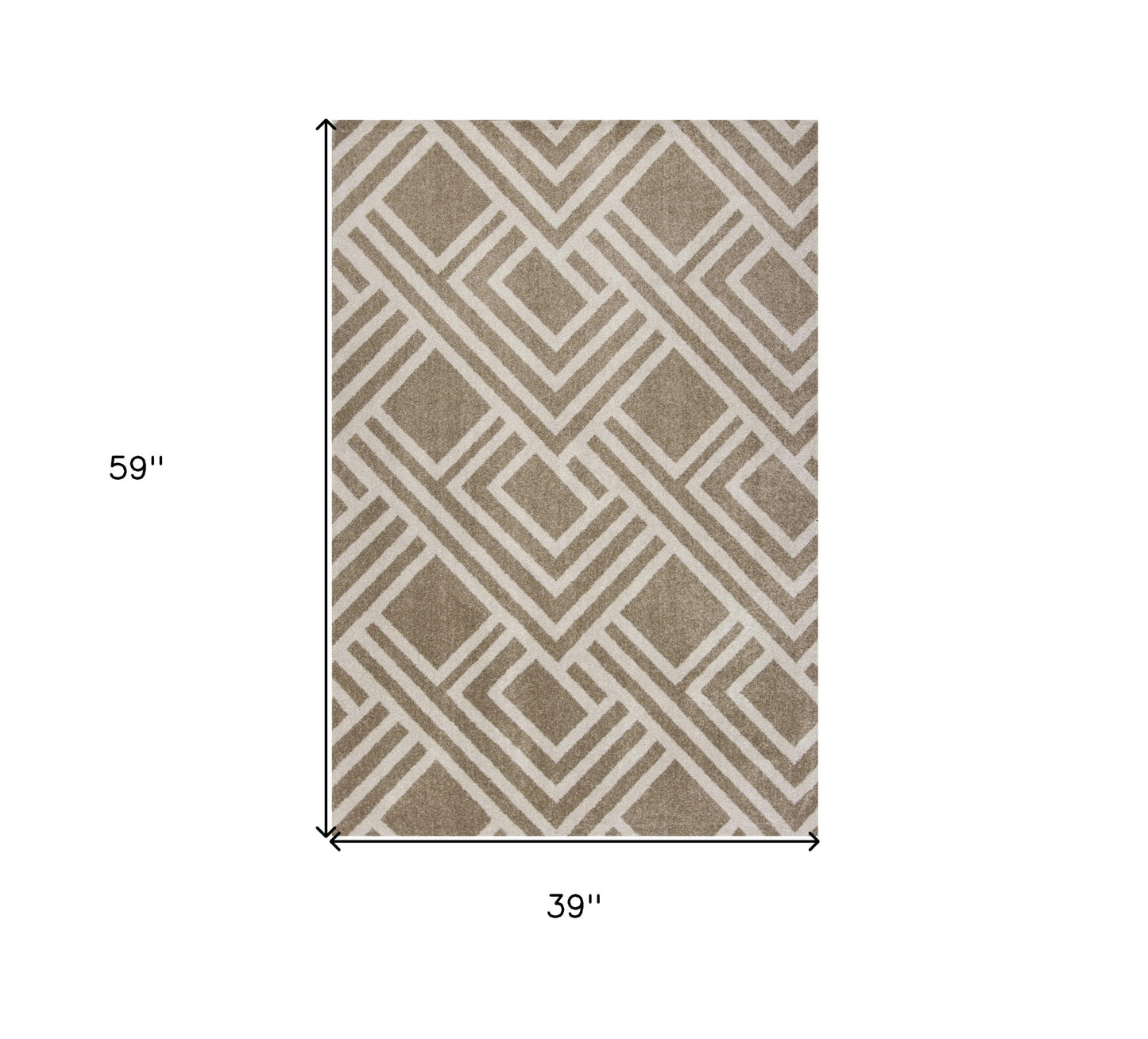 3' X 5' Beige Geometric Indoor Outdoor Area Rug