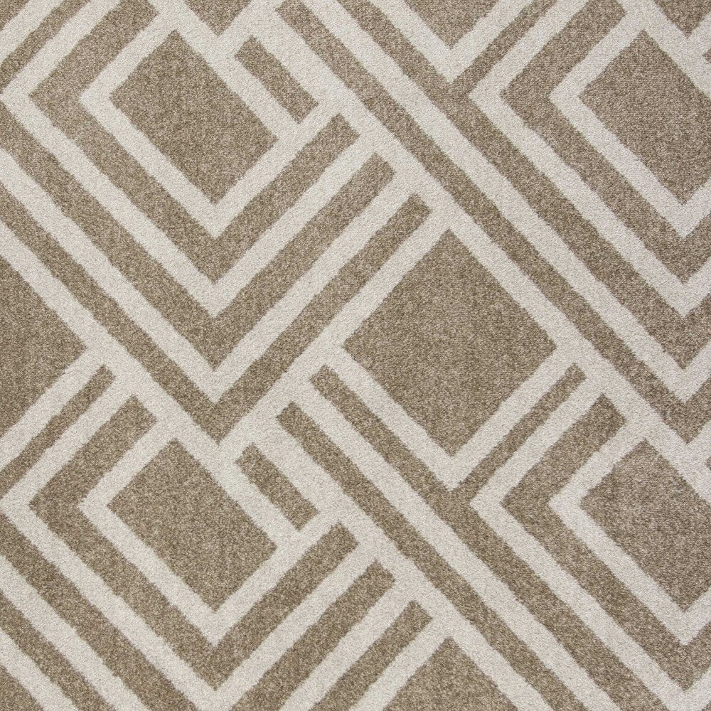 7' X 10' Beige and Ivory Geometric Indoor Outdoor Area Rug