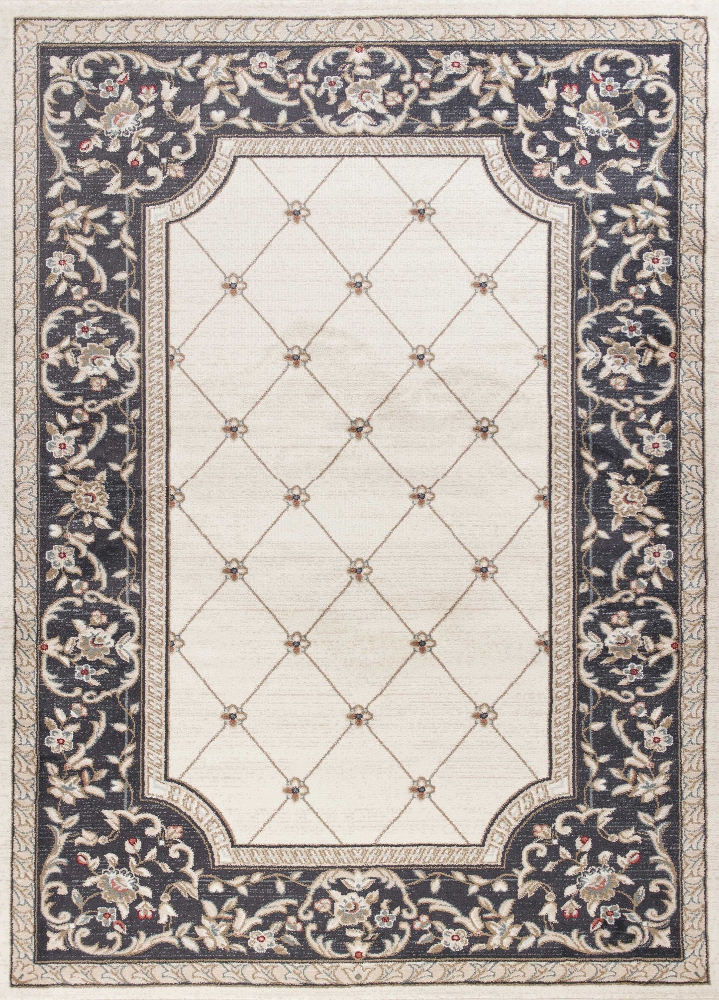 8' Ivory And Red Floral Runner Rug