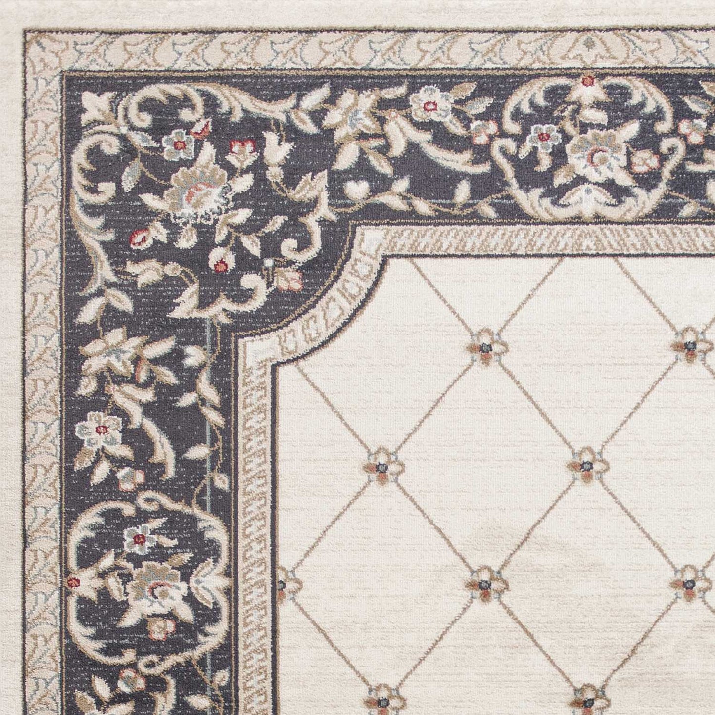 8' Ivory And Red Floral Runner Rug