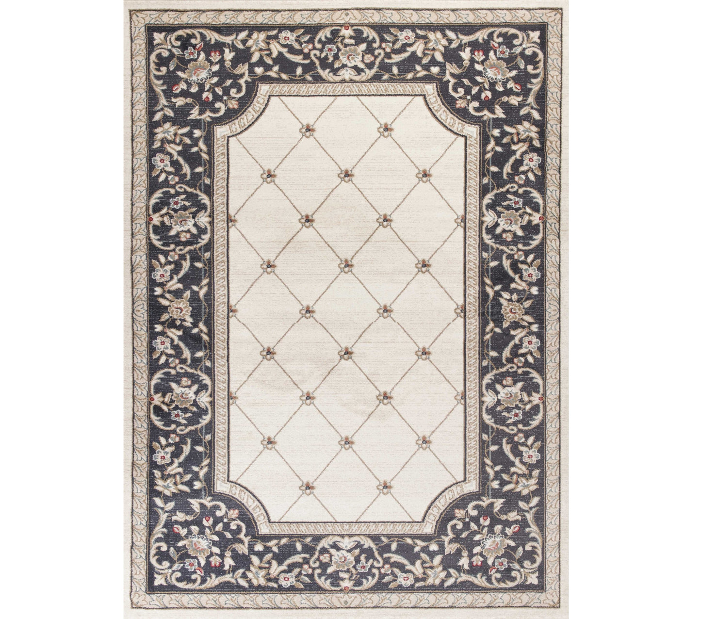 8' Ivory And Red Floral Runner Rug