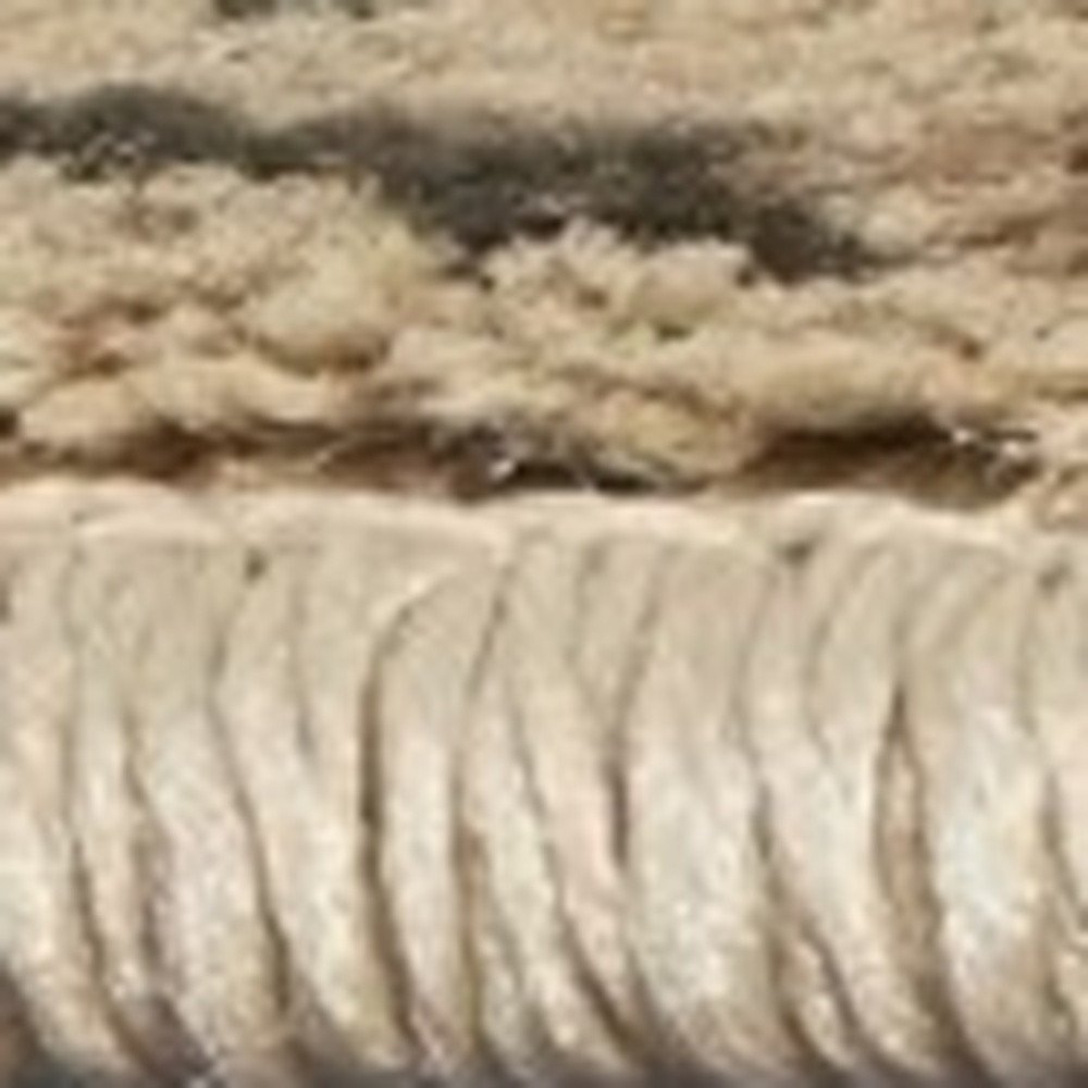 7' Champagne And Beige Damask Runner Rug