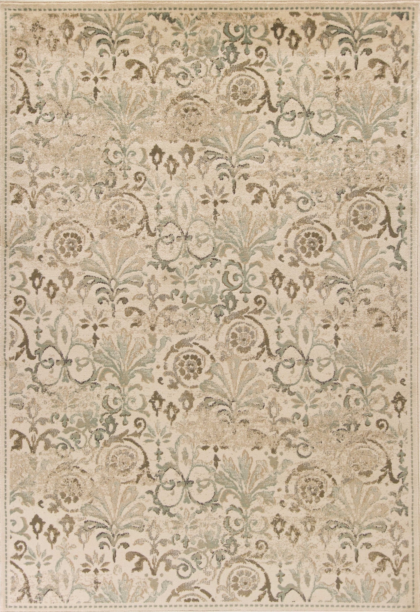 7' Ivory Floral Runner Rug