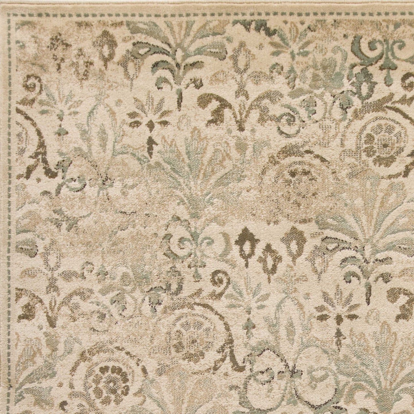 7' Ivory Floral Runner Rug