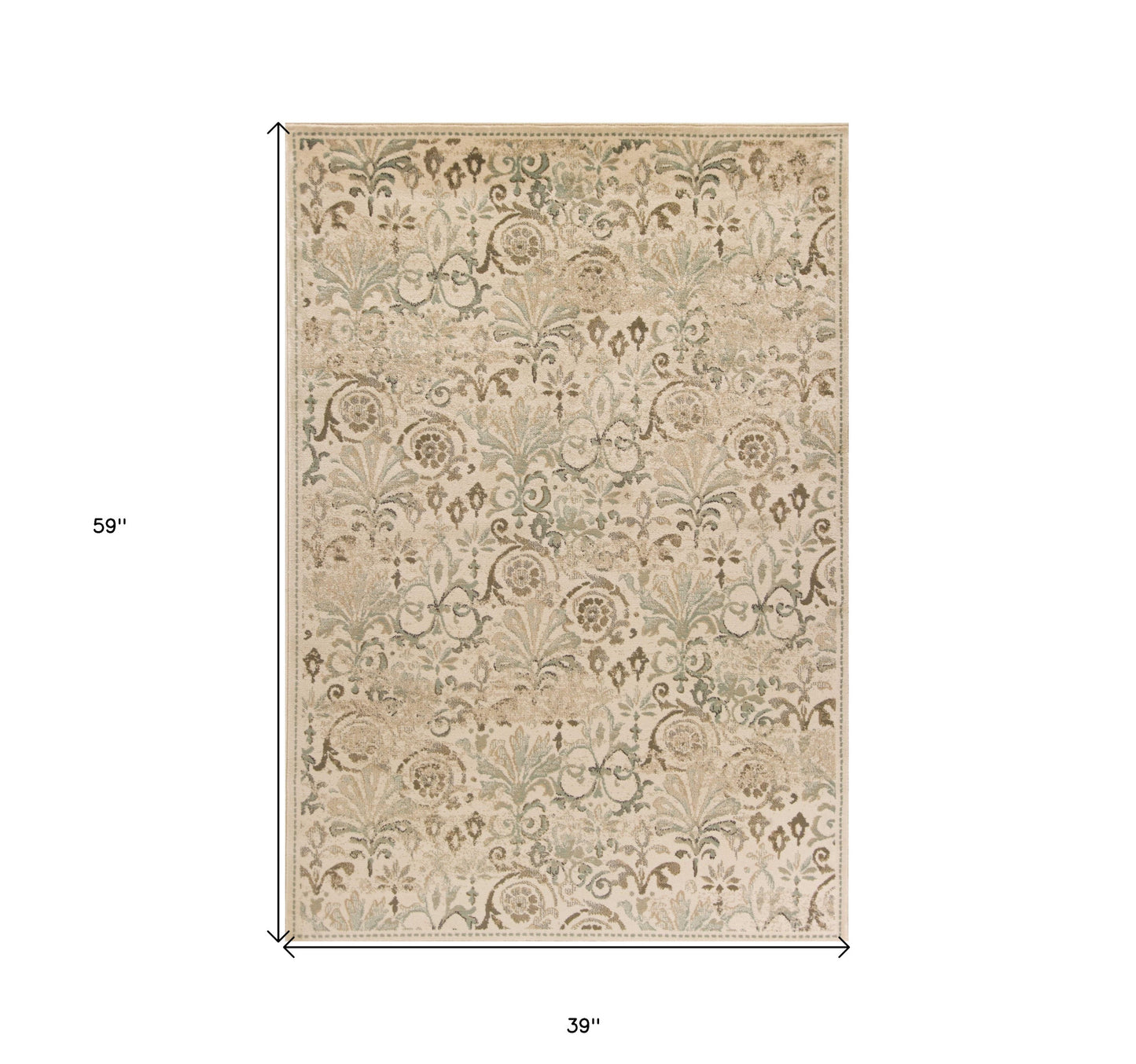 7' Ivory Floral Runner Rug