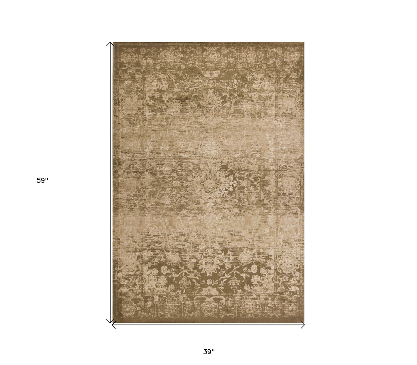 8' Beige Floral Runner Rug