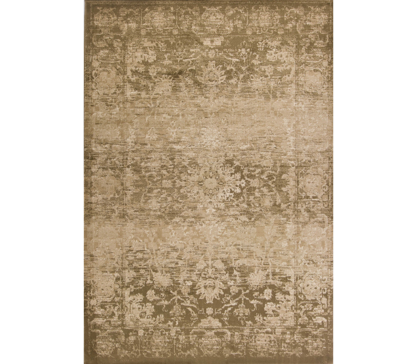 8' Beige Floral Runner Rug