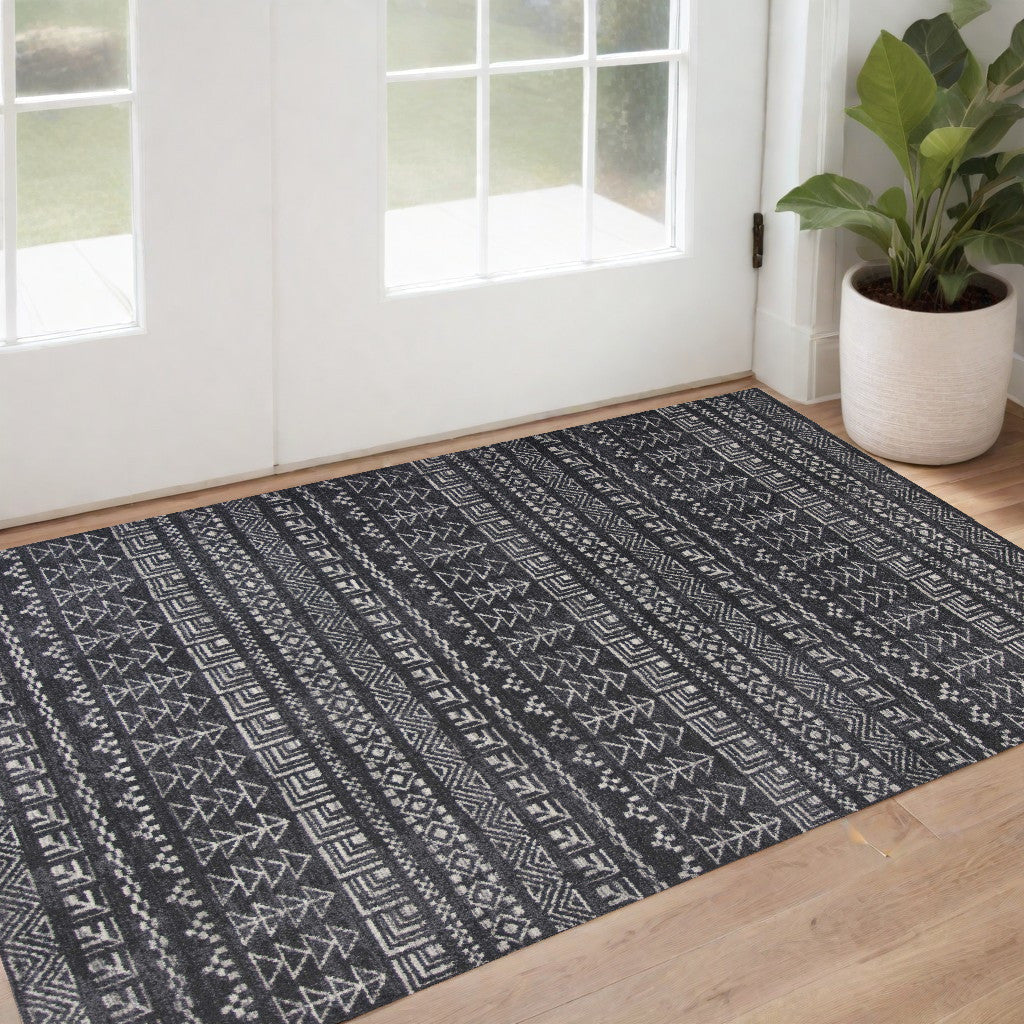 3' X 5' Gray Tribal Area Rug
