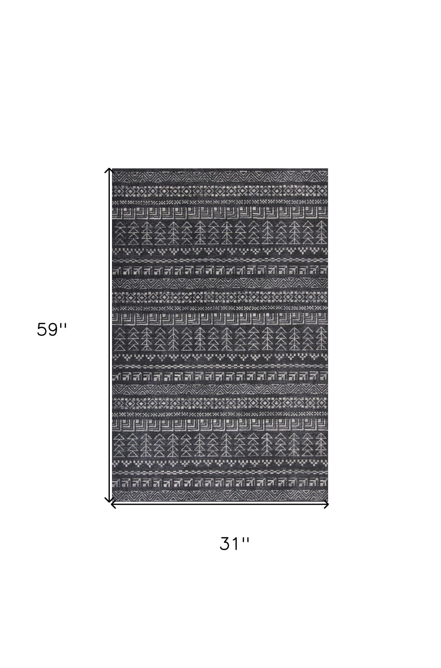3' X 5' Gray Tribal Area Rug