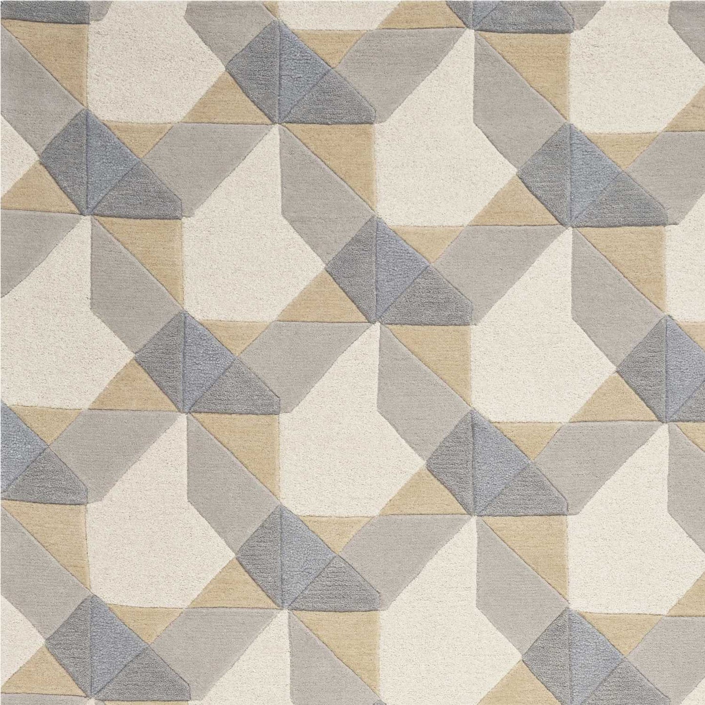 2' X 4' Ivory And Gray Wool Geometric Hand Tufted Area Rug