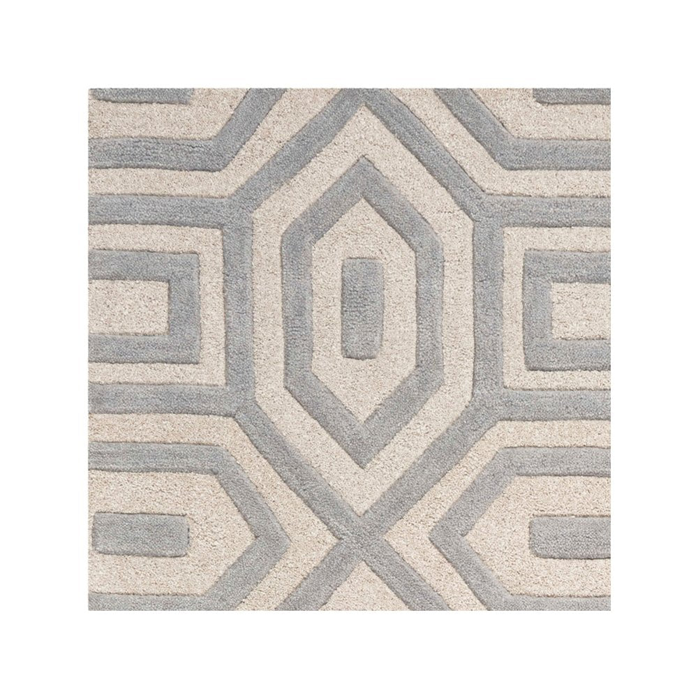 2' X 4' Gray And Ivory Wool Geometric Hand Tufted Area Rug