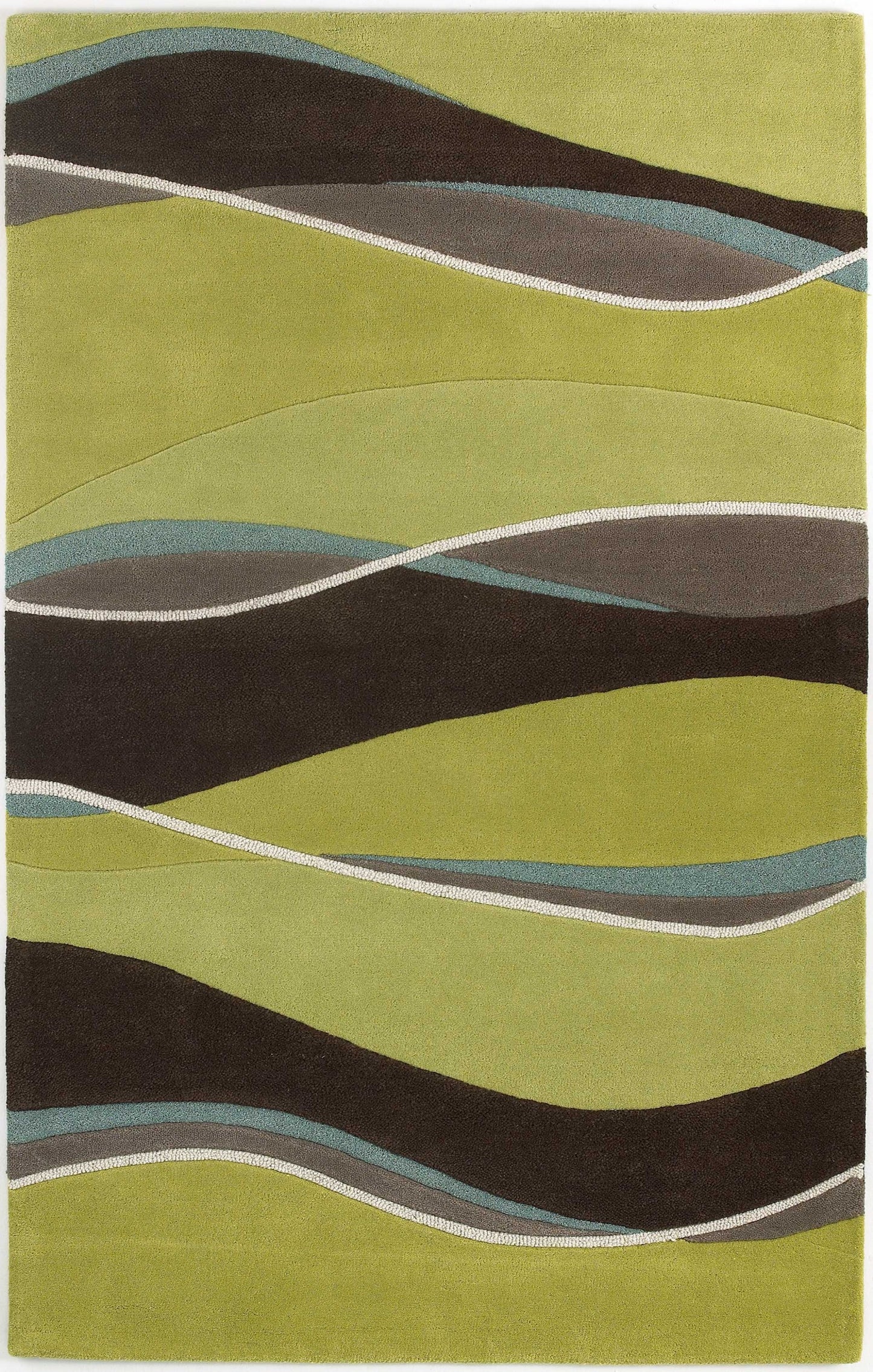 2' X 4' Lime Green And Brown Wool Abstract Hand Tufted Area Rug