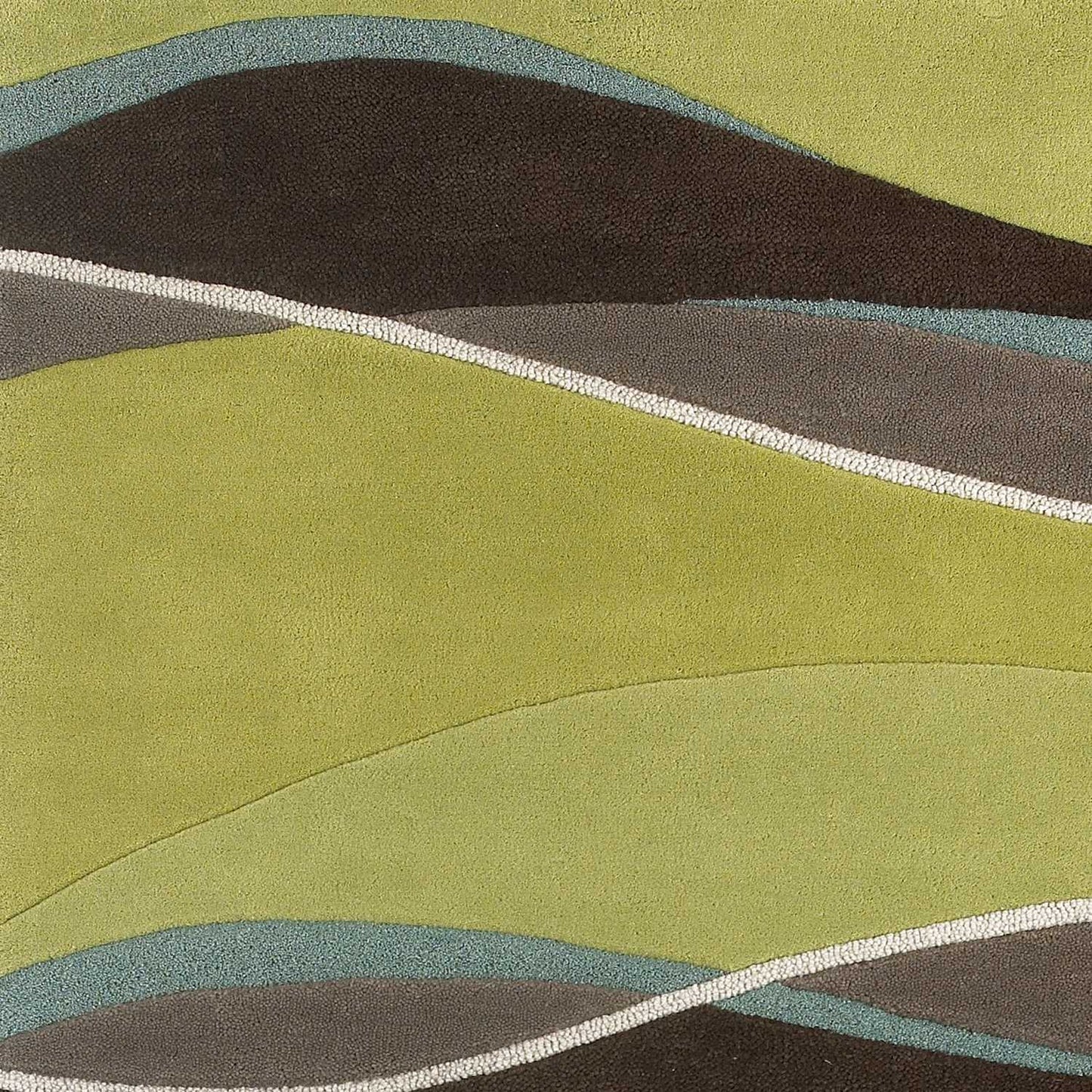 2' X 4' Lime Green And Brown Wool Abstract Hand Tufted Area Rug