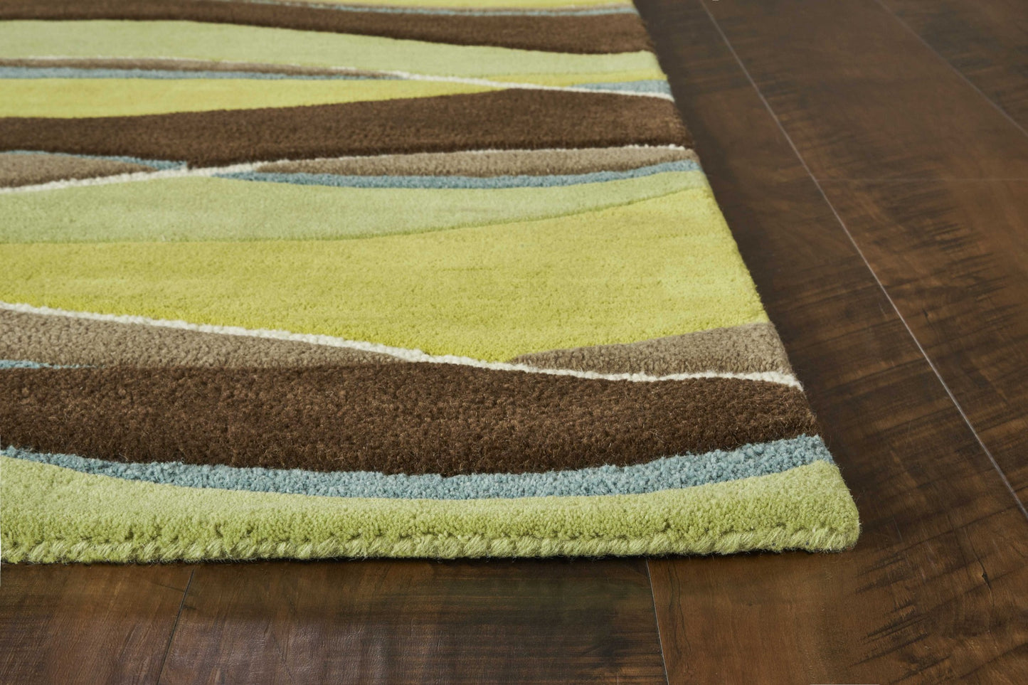 2' X 4' Lime Green And Brown Wool Abstract Hand Tufted Area Rug