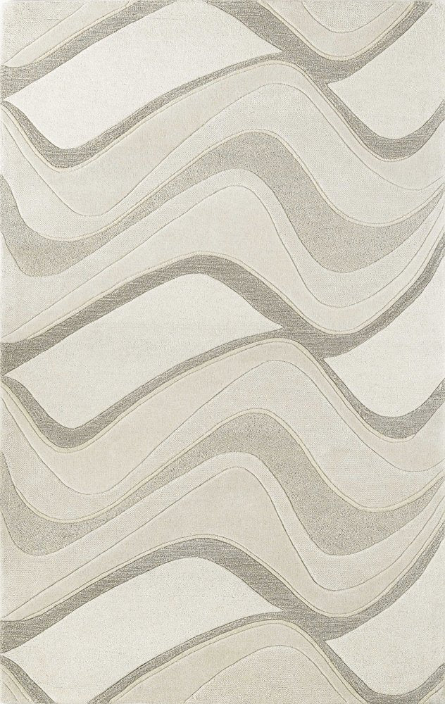 2' X 4' Ivory And Gray Wool Abstract Hand Tufted Area Rug