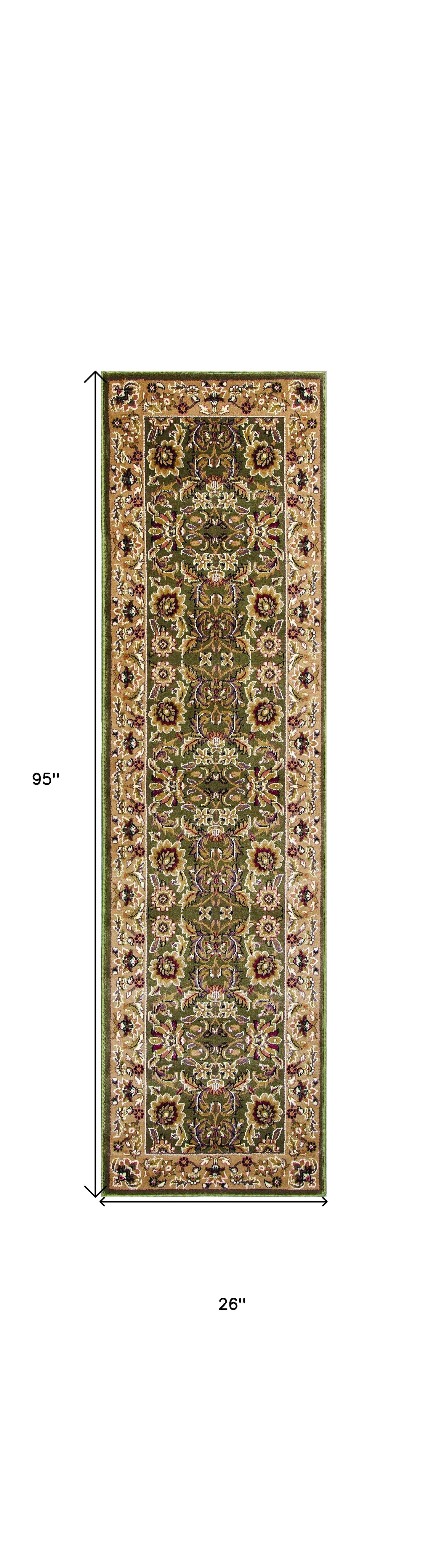 3' X 5' Green And Taupe Floral Area Rug