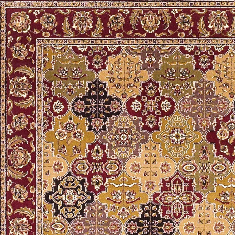 8' Red Orange And Black Quatrefoil Runner Rug