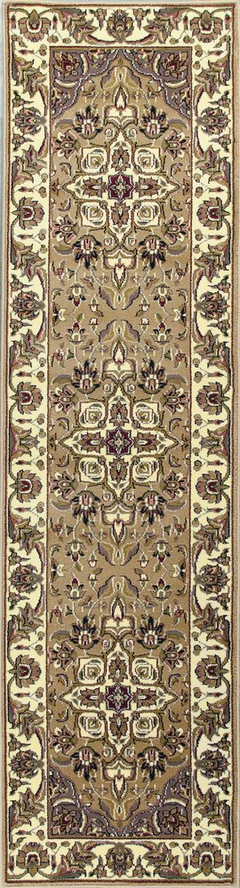 8' Beige And Ivory Floral Runner Rug