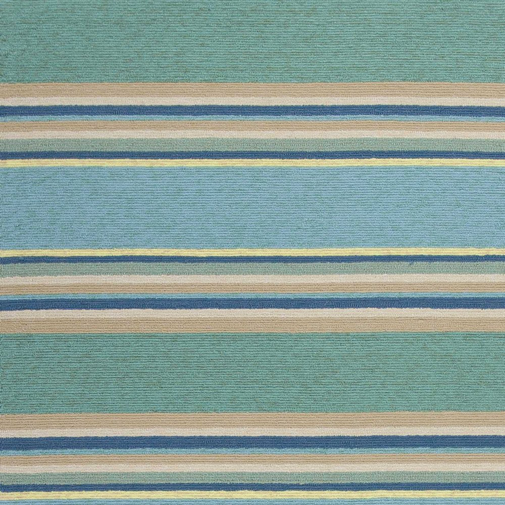 3' X 5' Blue Striped Handmade Indoor Outdoor Area Rug