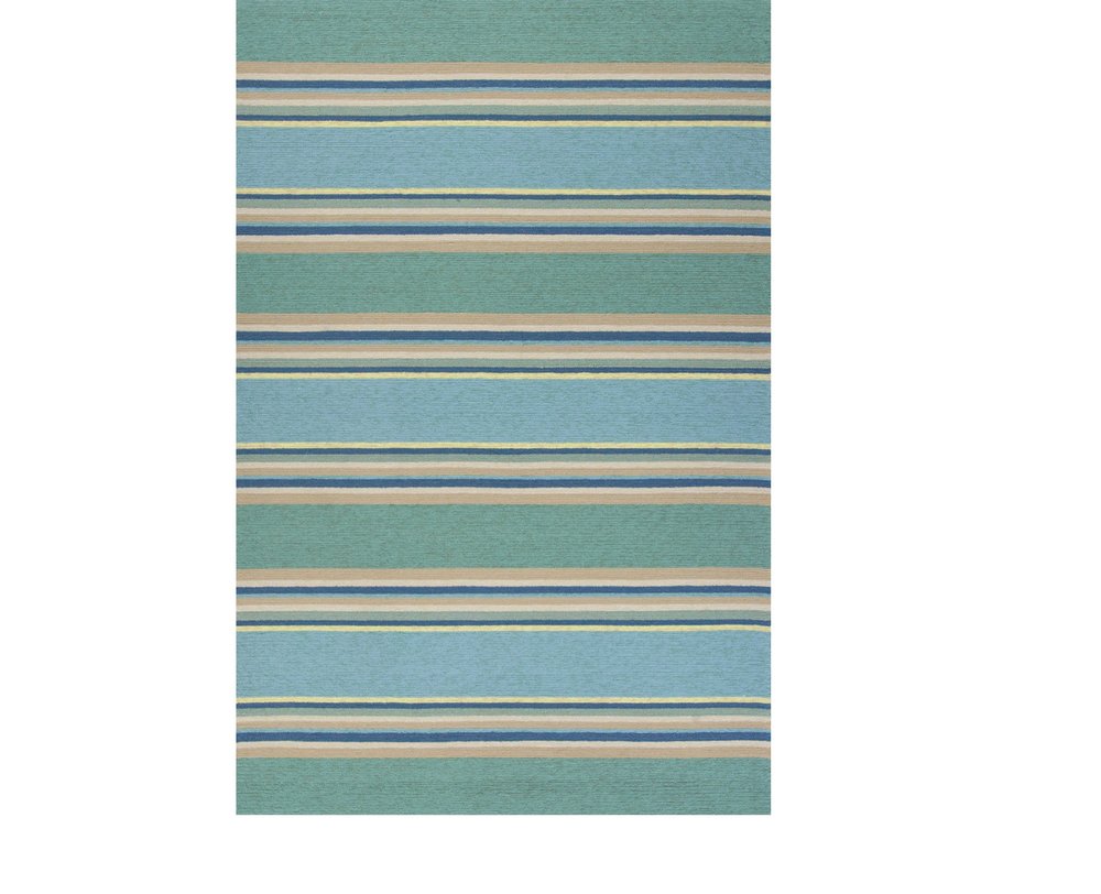 5' X 8' Blue Striped Indoor Outdoor Area Rug