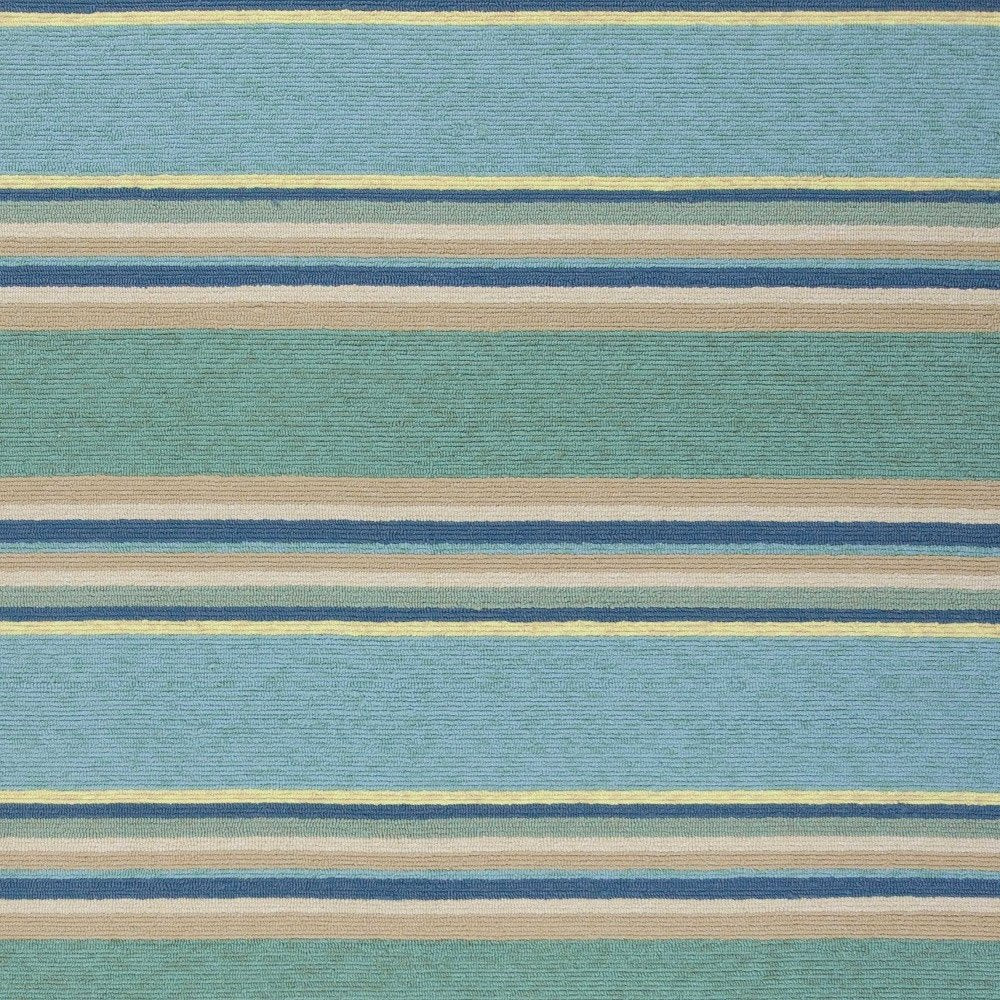 3' X 5' Blue Striped Handmade Indoor Outdoor Area Rug