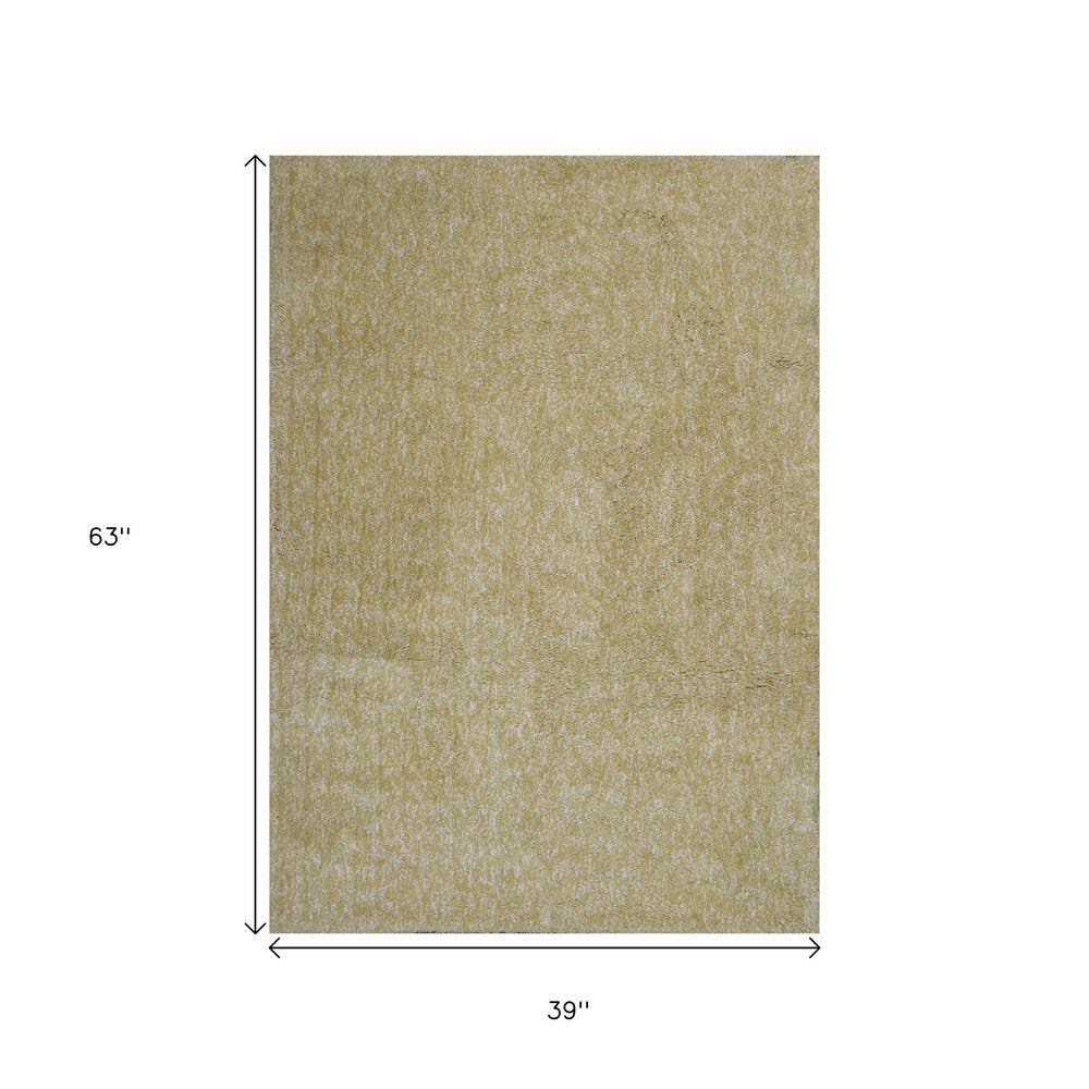 3' X 5' Yellow Shag Hand Woven Area Rug