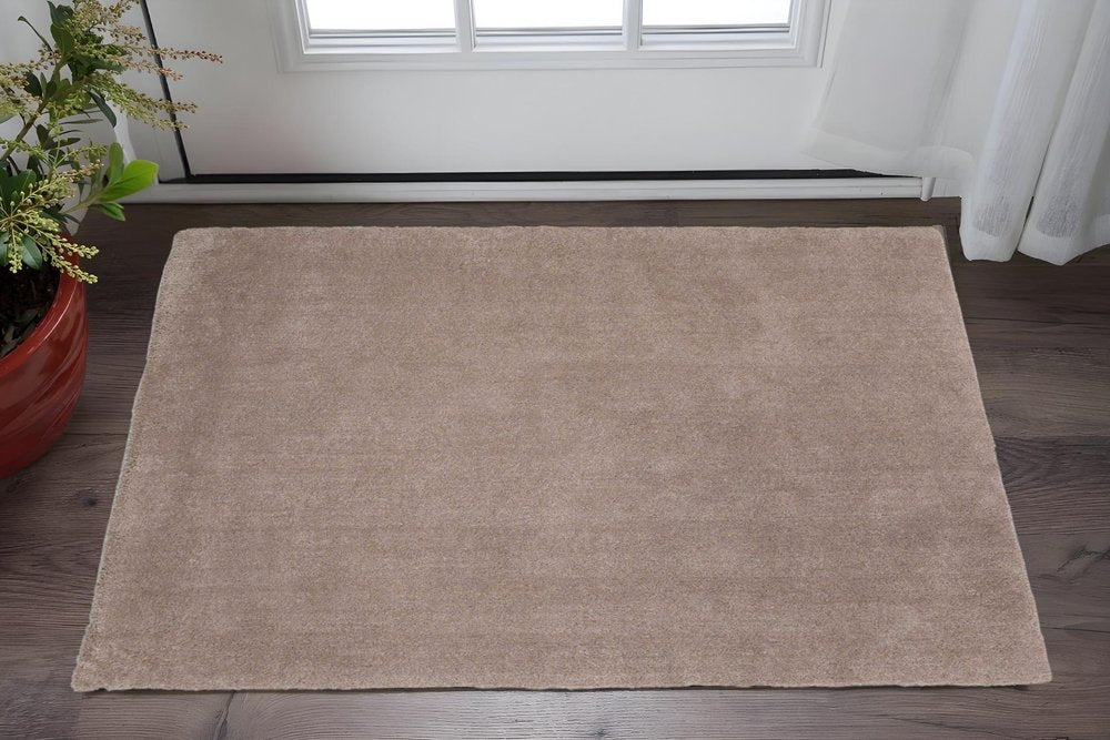 8' Beige Plain Runner Rug