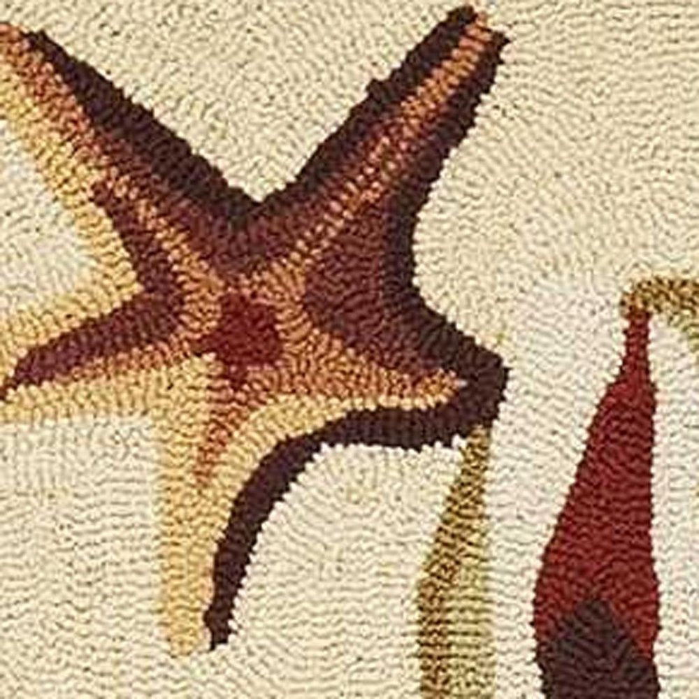 3' X 5' Beige Green And Brown Seashell and Coral Hand Tufted Area Rug