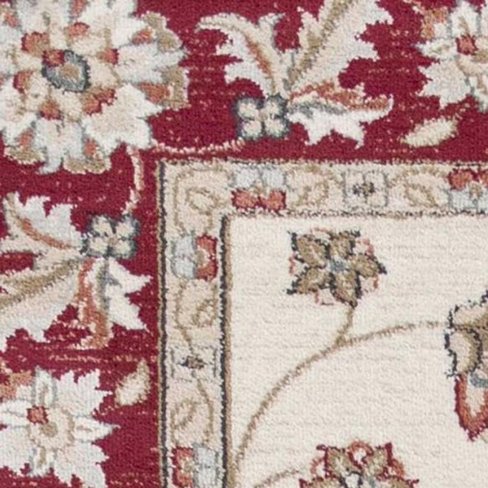 3' X 5' Ivory And Red Floral Medallion Area Rug