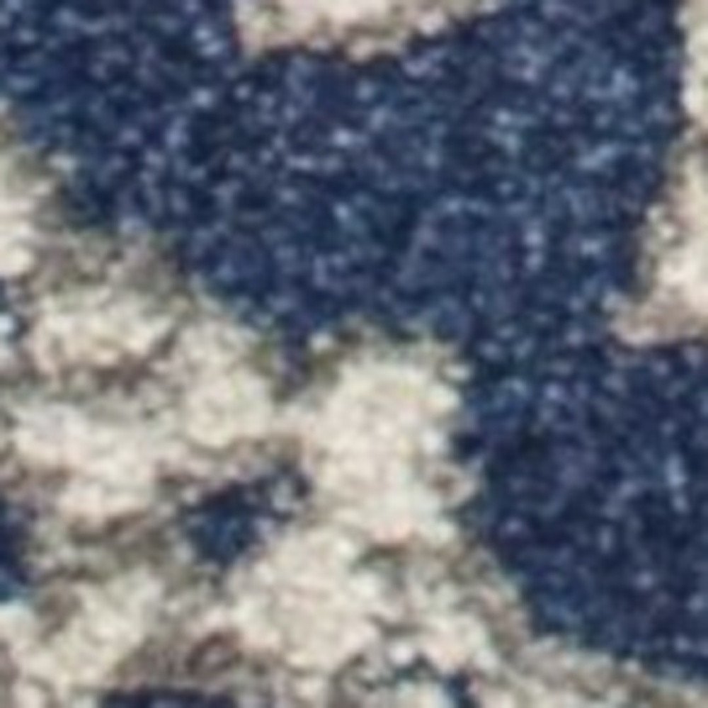 5' X 8' Blue And Ivory Floral Medallion Area Rug