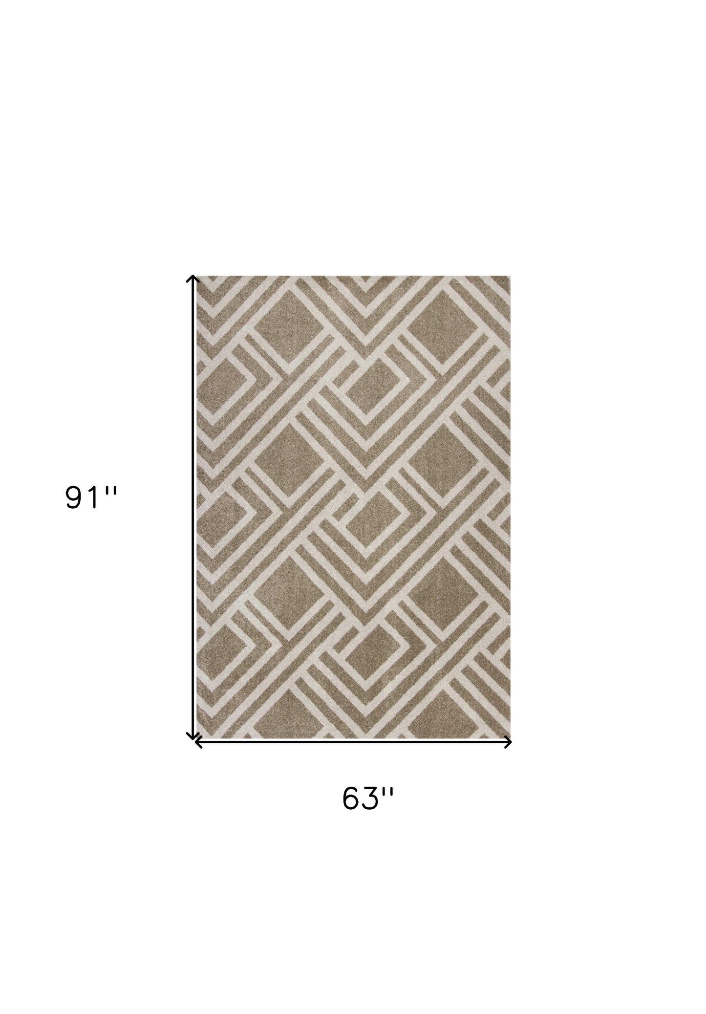 3' X 5' Beige Geometric Indoor Outdoor Area Rug